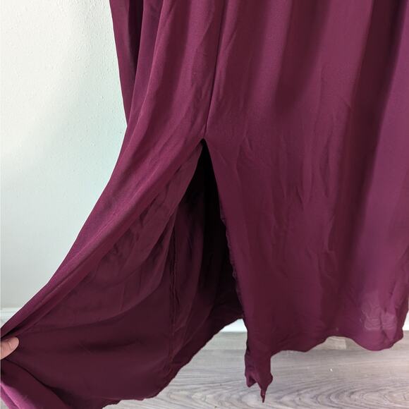 Lulu's Heavenly Hues Burgundy Plunge Neckline Sleeveless Maxi Dress XS - Picture 3 of 11